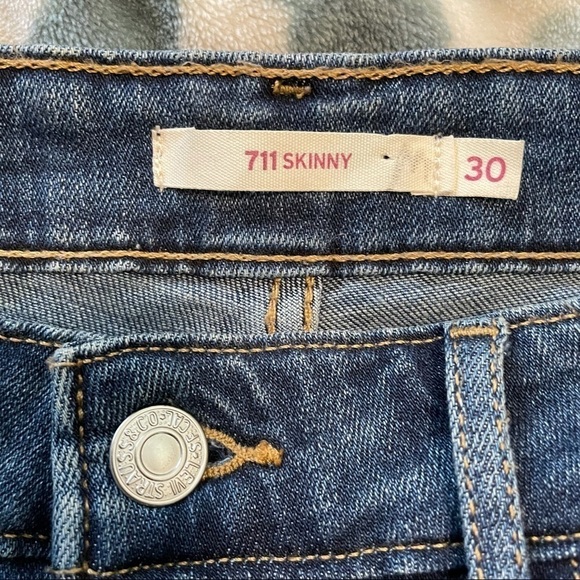 LEVI’S 711 Skinny Distressed Blue Denim Jeans 30 - Picture 5 of 7
